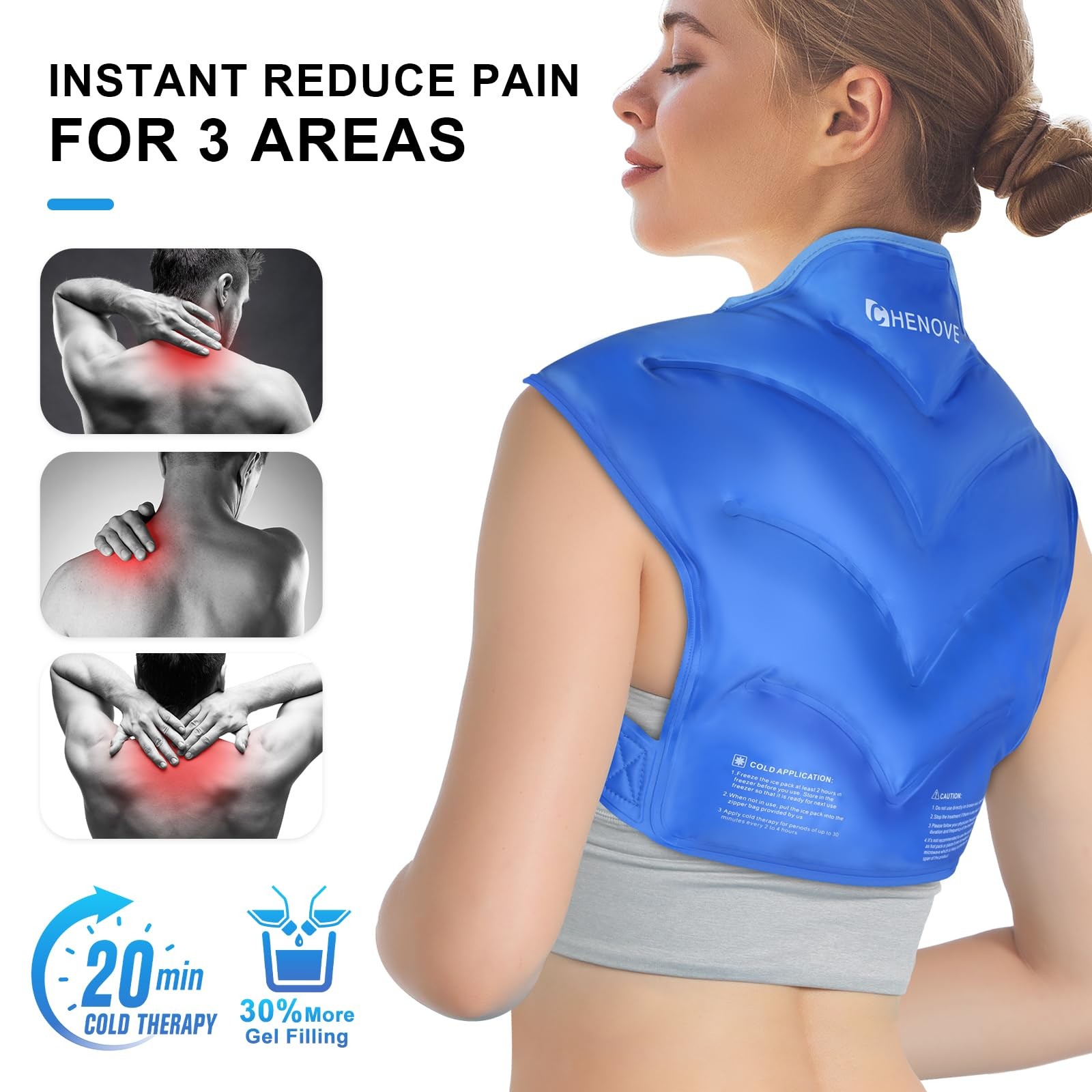 Chenove Ice Pack for Shoulders Upper Back with Strap, Neck and Shoulder Ice Pack