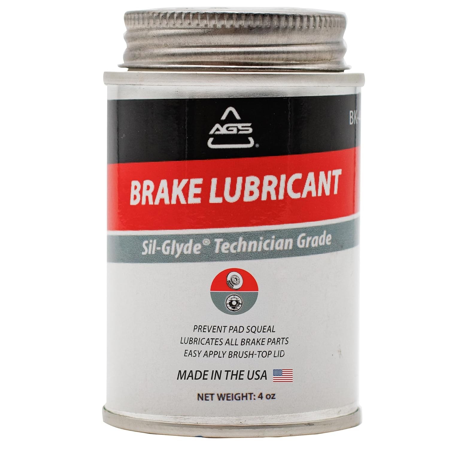 AGS Automotive Solutions 4oz Brush Top SIL-Glyde Silicone Brake Grease -...