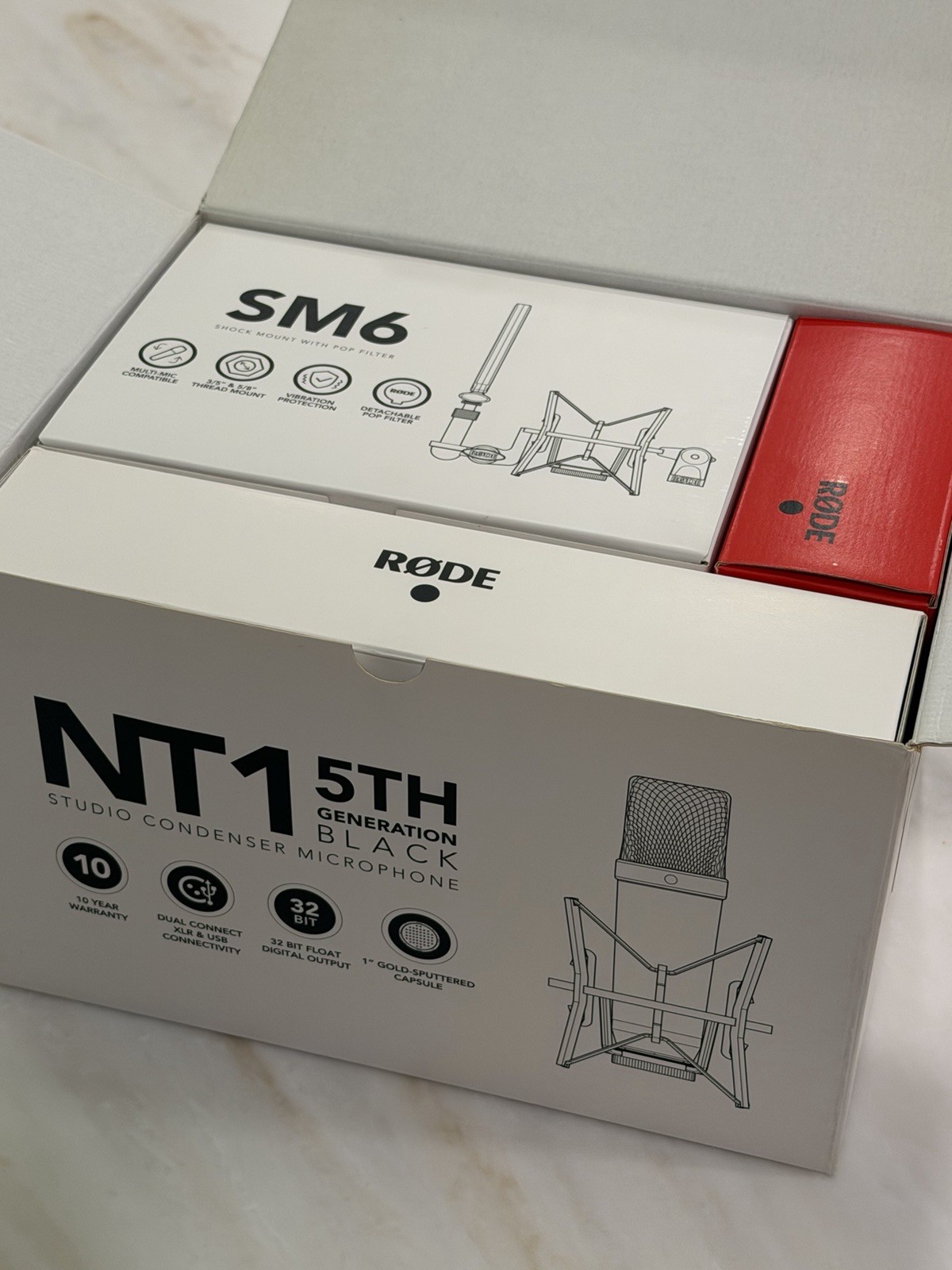 Rode NT1 5th Generation Condenser Microphone with SM6 Shockmount and Pop Filter