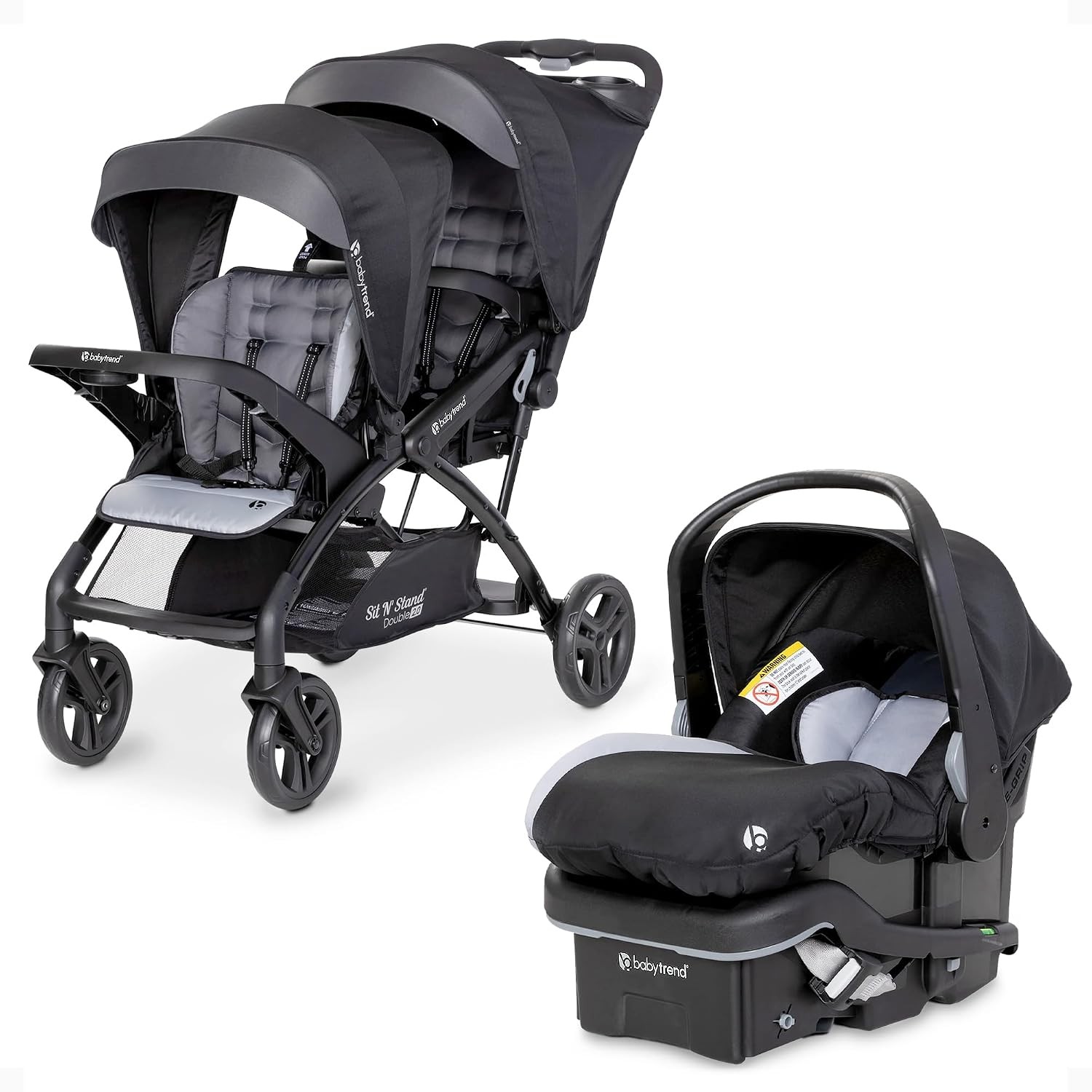 Infant & Toddler Double Stroller & Car Seat Combo 2 Pc Set Stormy Lightweight