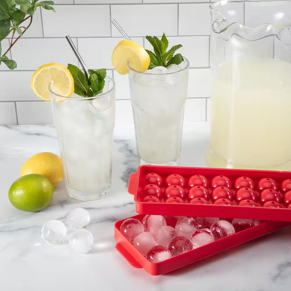 Red 1 In. Ice Sphere Ice Trays (2-Pack)