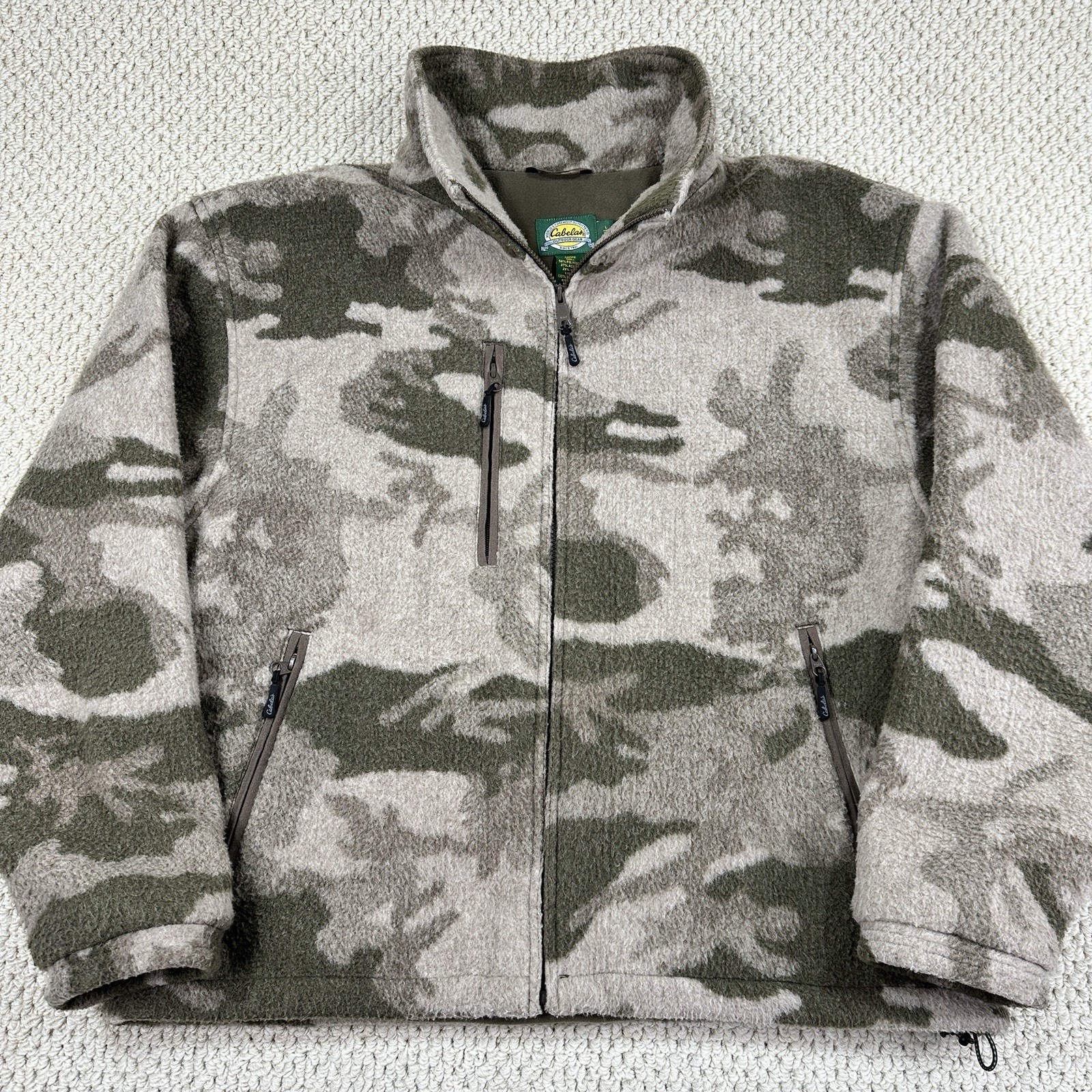 Cabelas Wooltimate WindShear Jacket Outfitter Camo Mens L Reg Full Zip Outdoor
