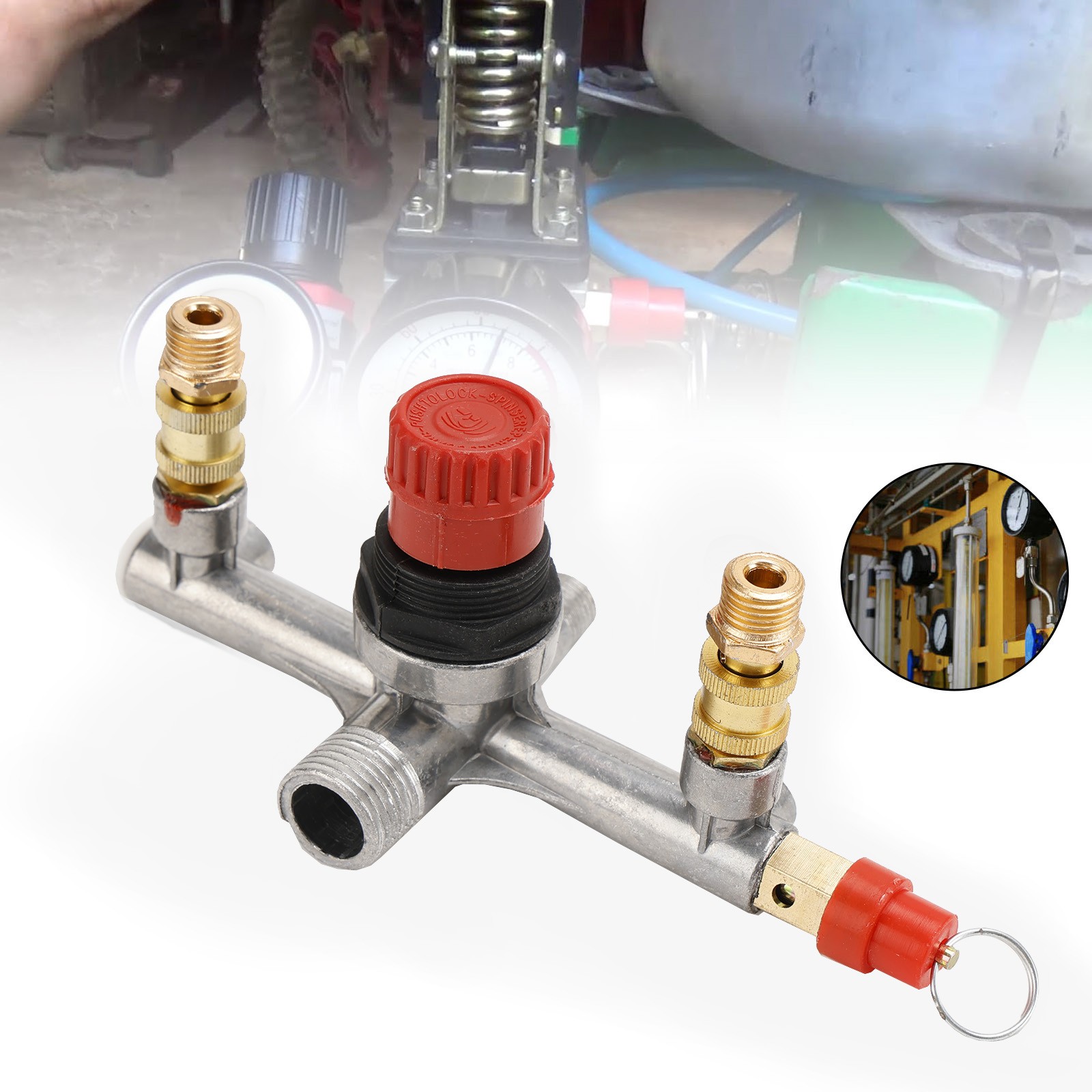 Air Compressor Pressure Valve Switch-Control Manifold Regulator Gauges Tool KIT
