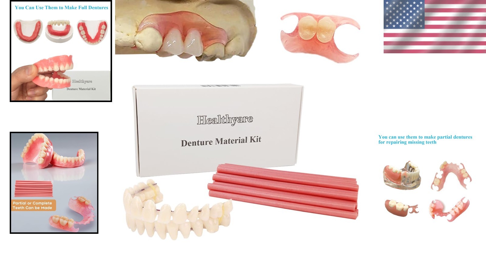 Flexible Denture Material Kit for Customizing Your Own Full or Partial Teeth
