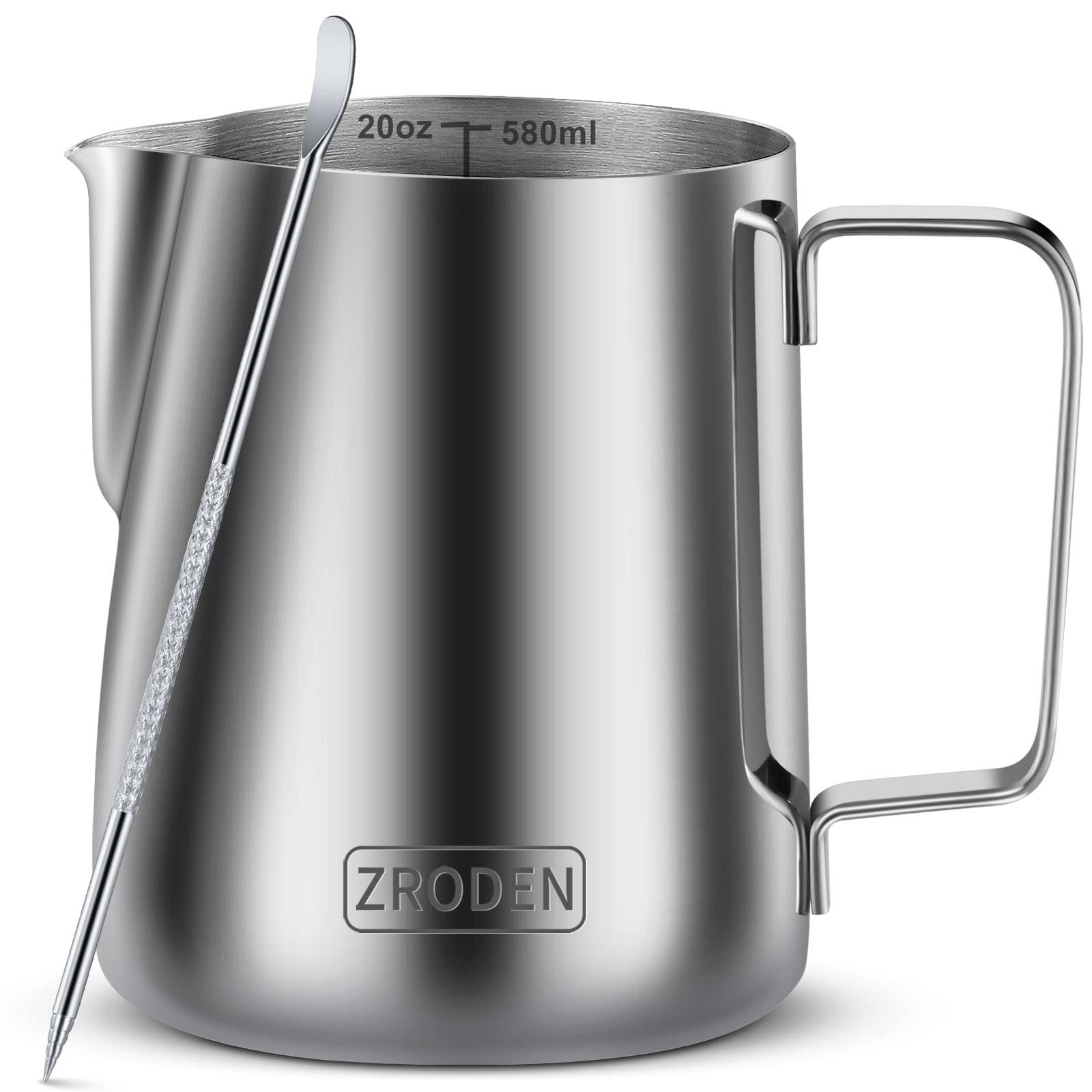 Milk Frothing Pitcher 20oz Espresso Steaming Pitchers Stainless Steel Cappucc...