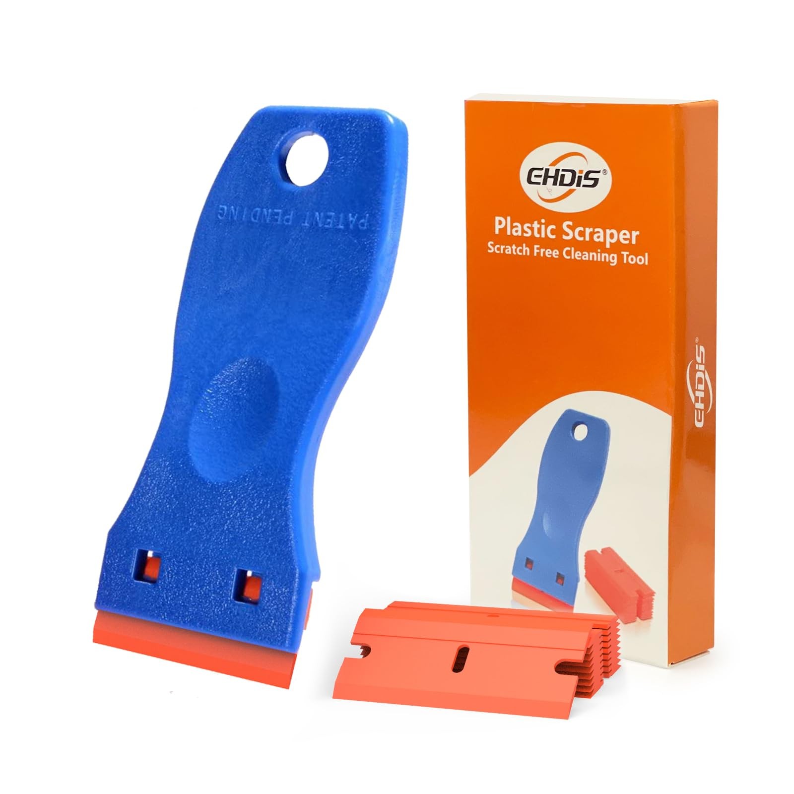 1.5" Plastic Razor Scraper with 10pcs Double Edged Plastic Blades for Removin...