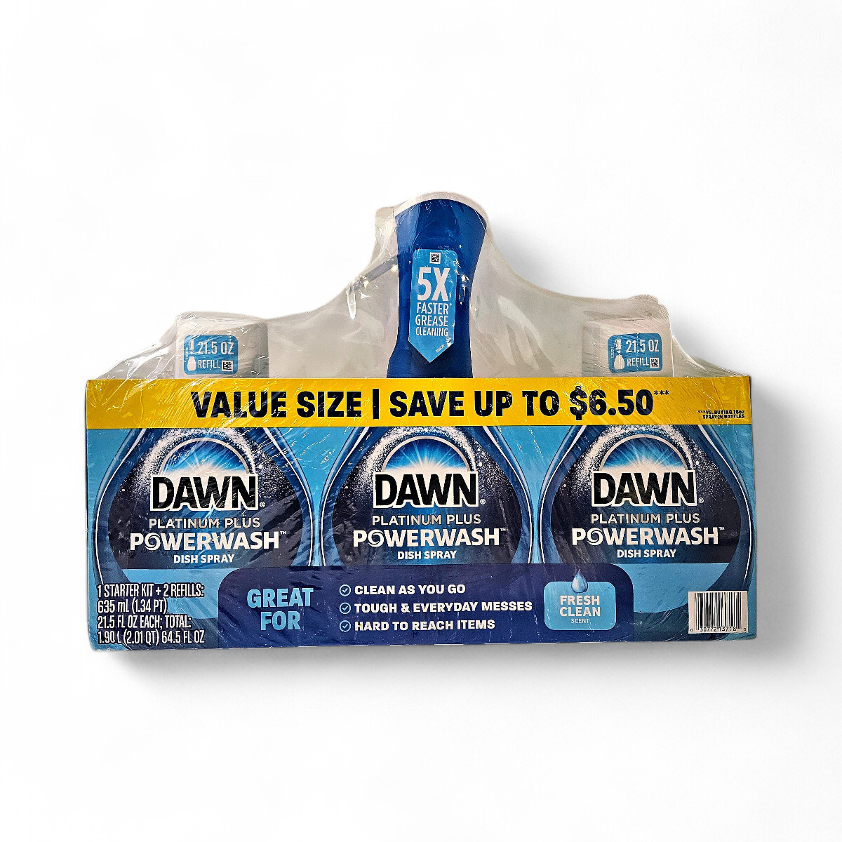 Dawn Platinum Plus Powerwash Dish Spray Bottle Kit Fresh + 2 21.5oz Refills