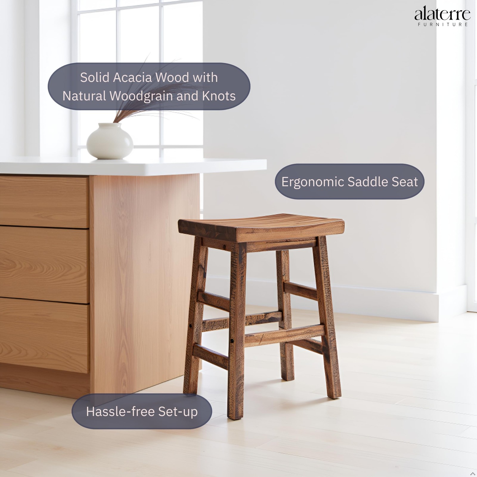Durango 26-Inch Tall Industrial Wood Counter-Height Stool Bar Stool, Kitchen,...