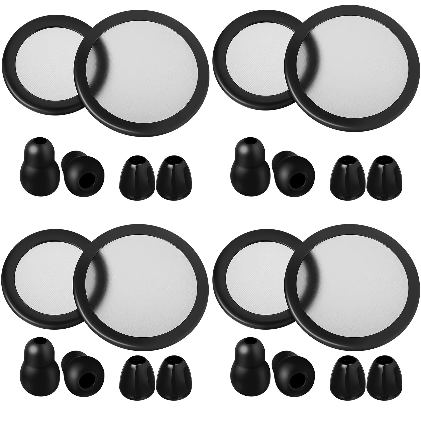 BBTO 24 Packs Stethoscope Spare Parts Kit, Black Adult and Pediatric,