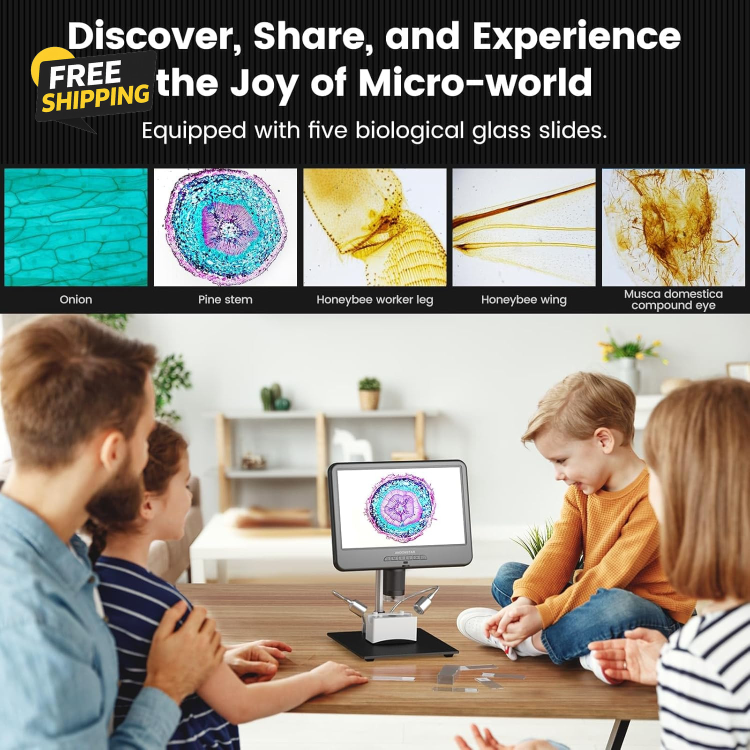 AD210 10.1 Inch LCD Digital Microscope for Adults, Soldering Microscope