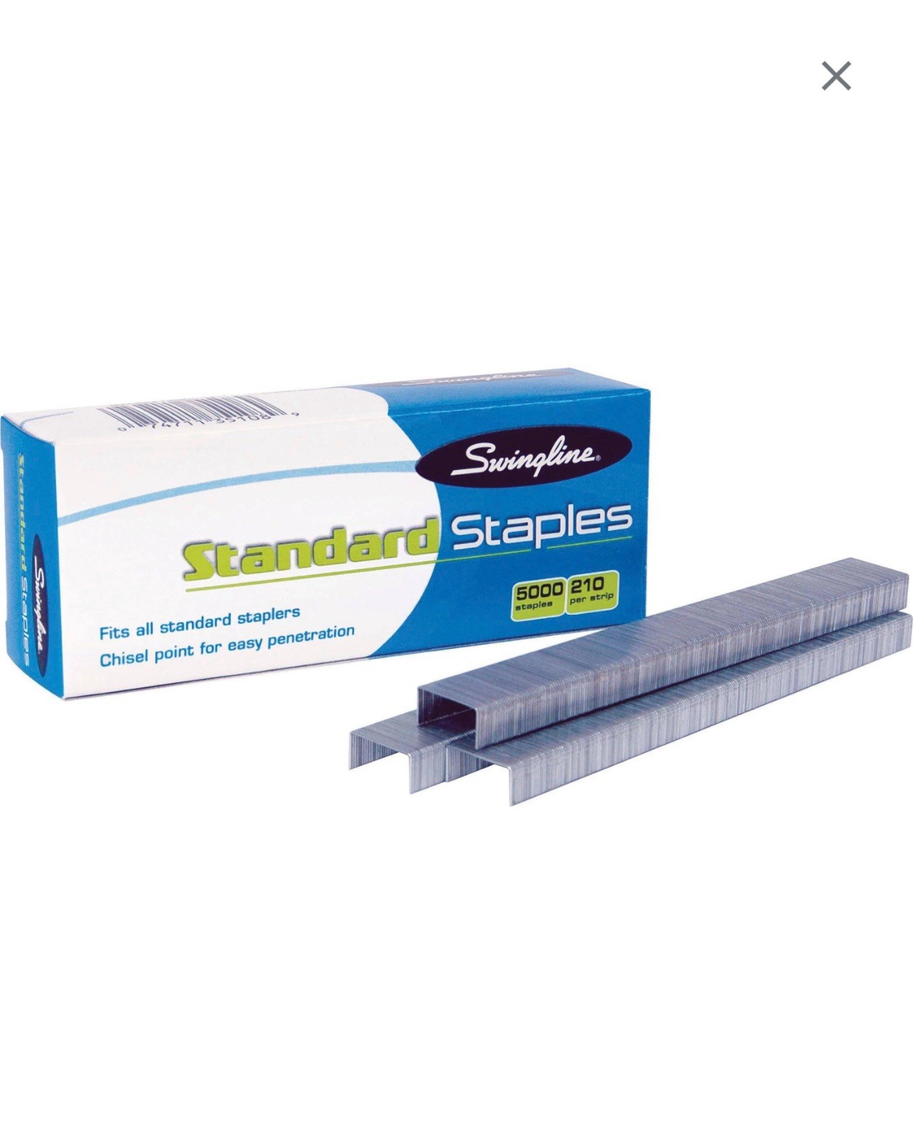 Swingline Staples, Standard, 1/4" Length, 210/Strip, 5000/Box, 1 Box (35108)