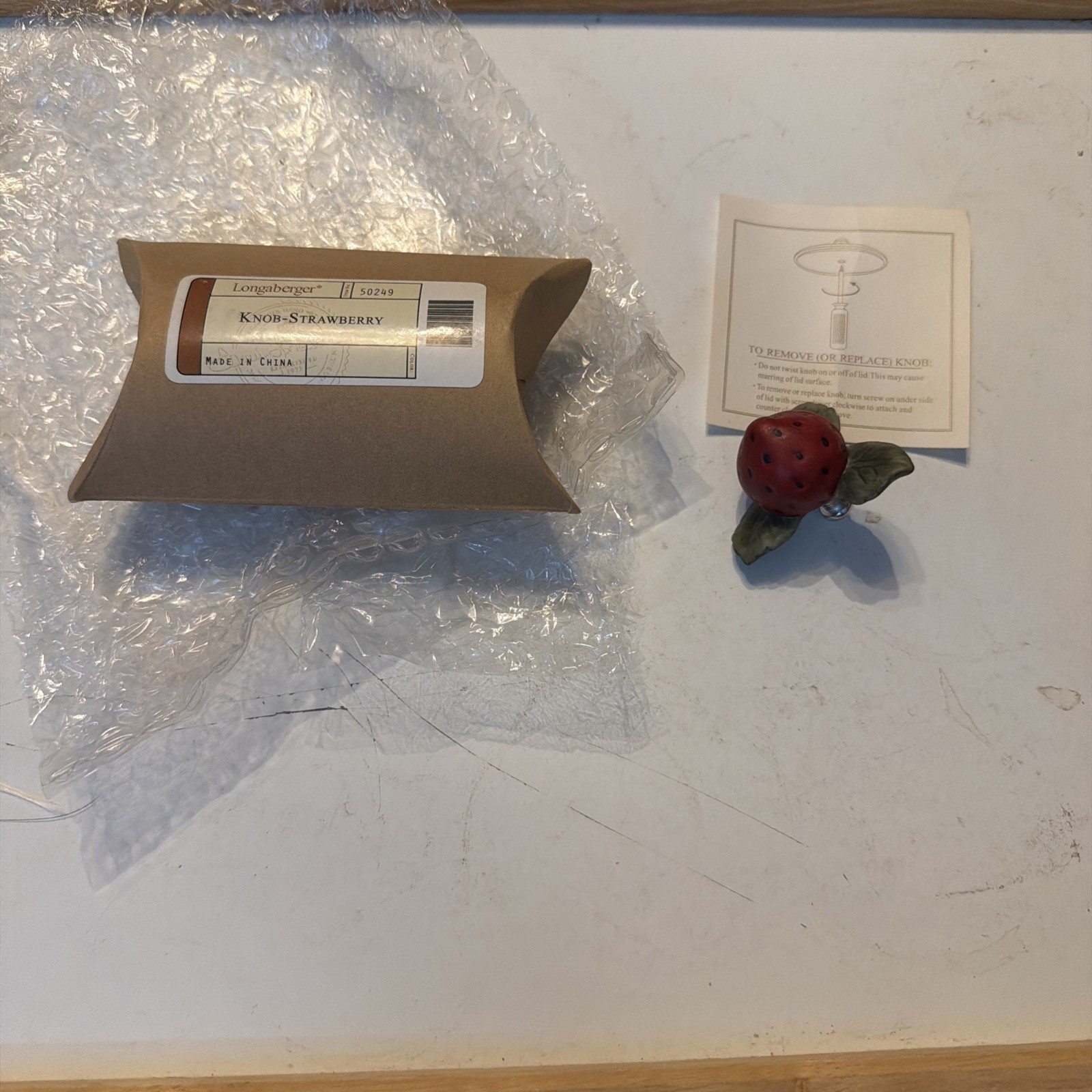 Longaberger Strawberry Knob For Basket 50249 New Wrapped