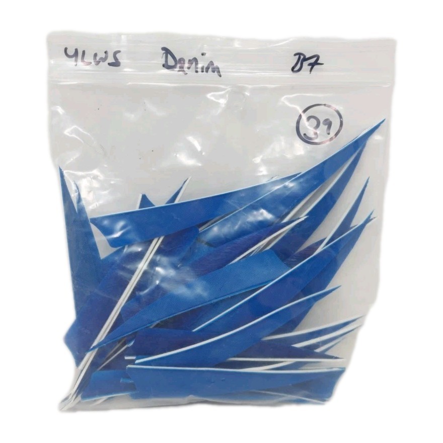39 Count Archery Arrow Feathers 4" Left Wing Shield: Denim Blue