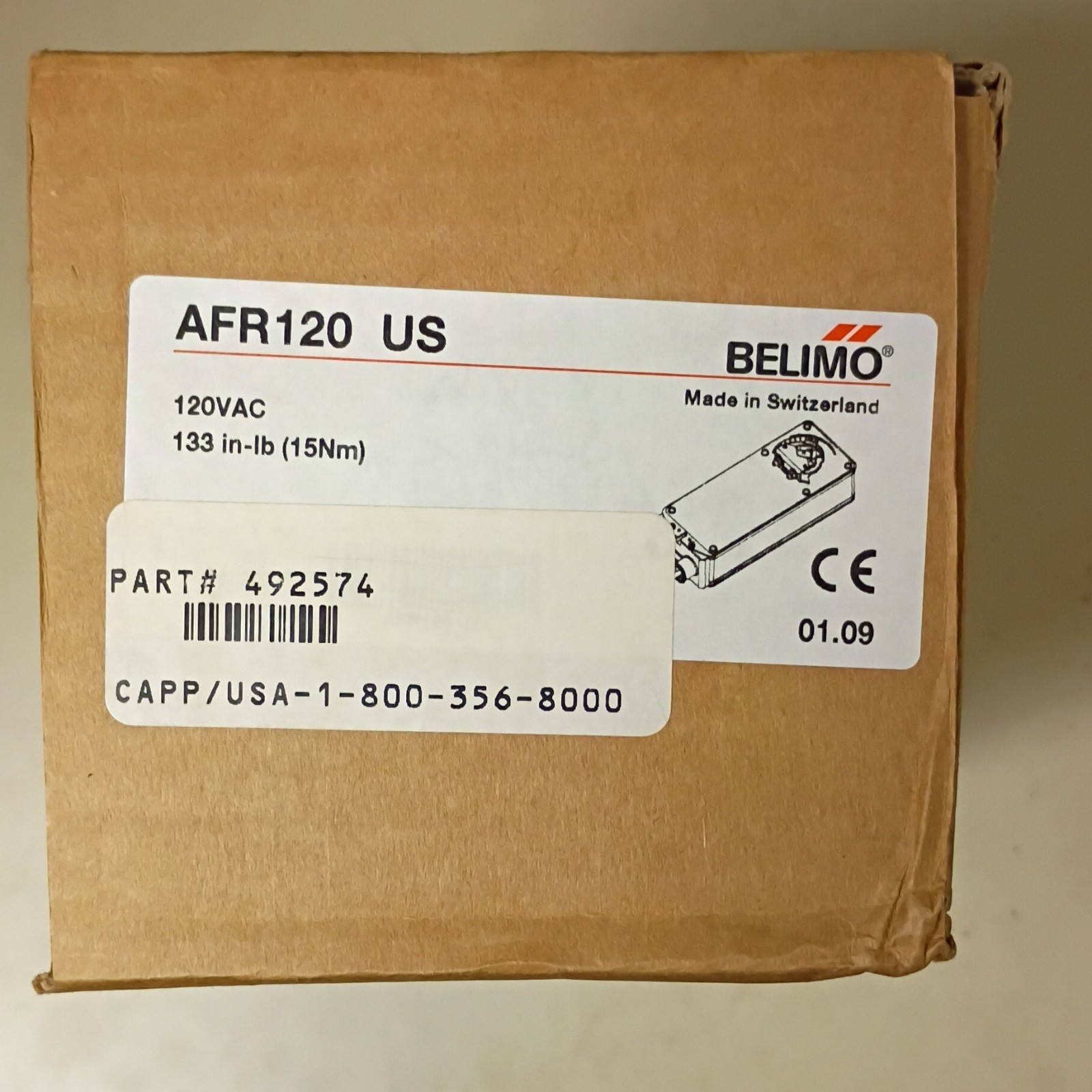 Belimo AFR120 US Damper Actuator 120VAC HVAC Corded Electric MPN 492574