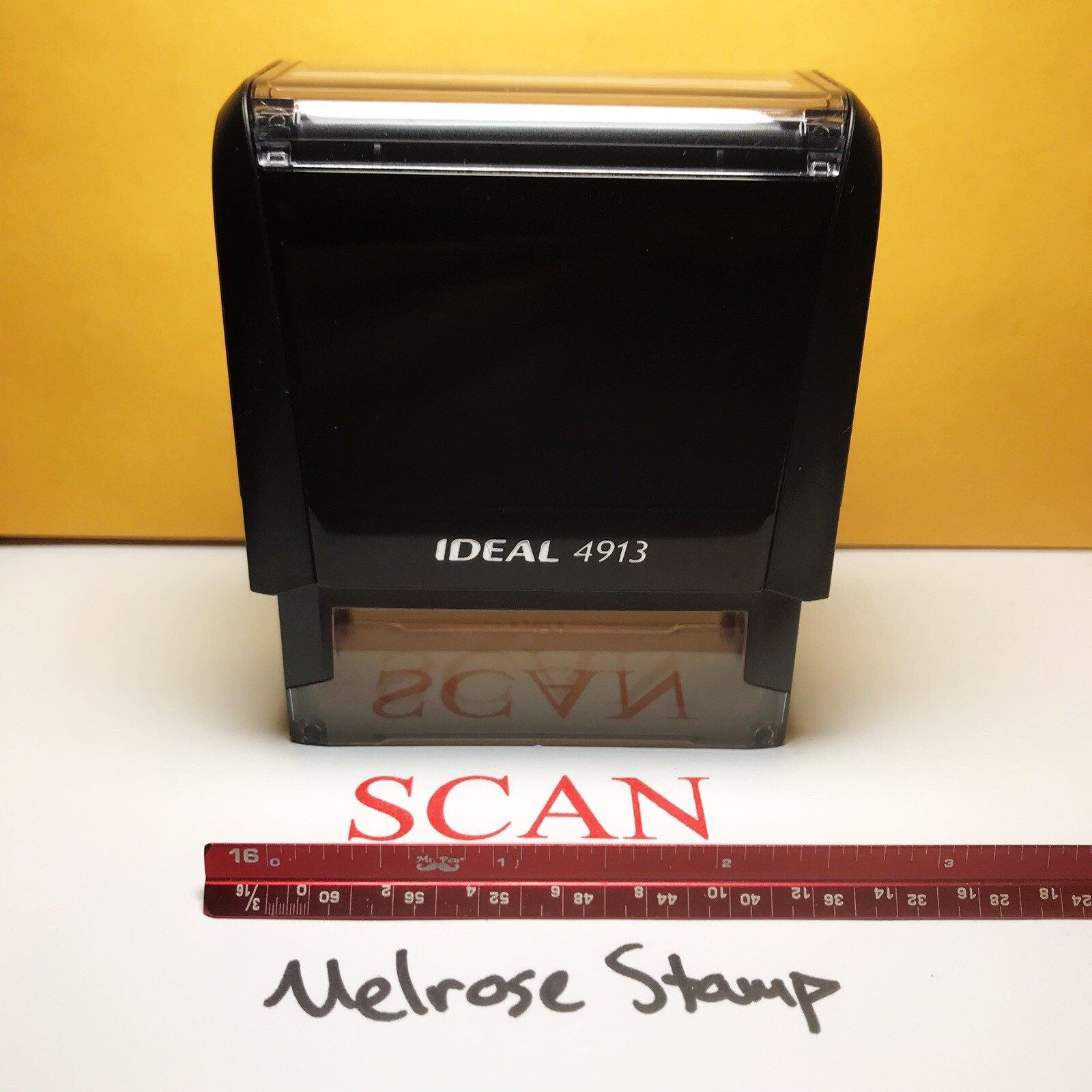 Scan Rubber Stamp Red Ink Self Inking Ideal 4913