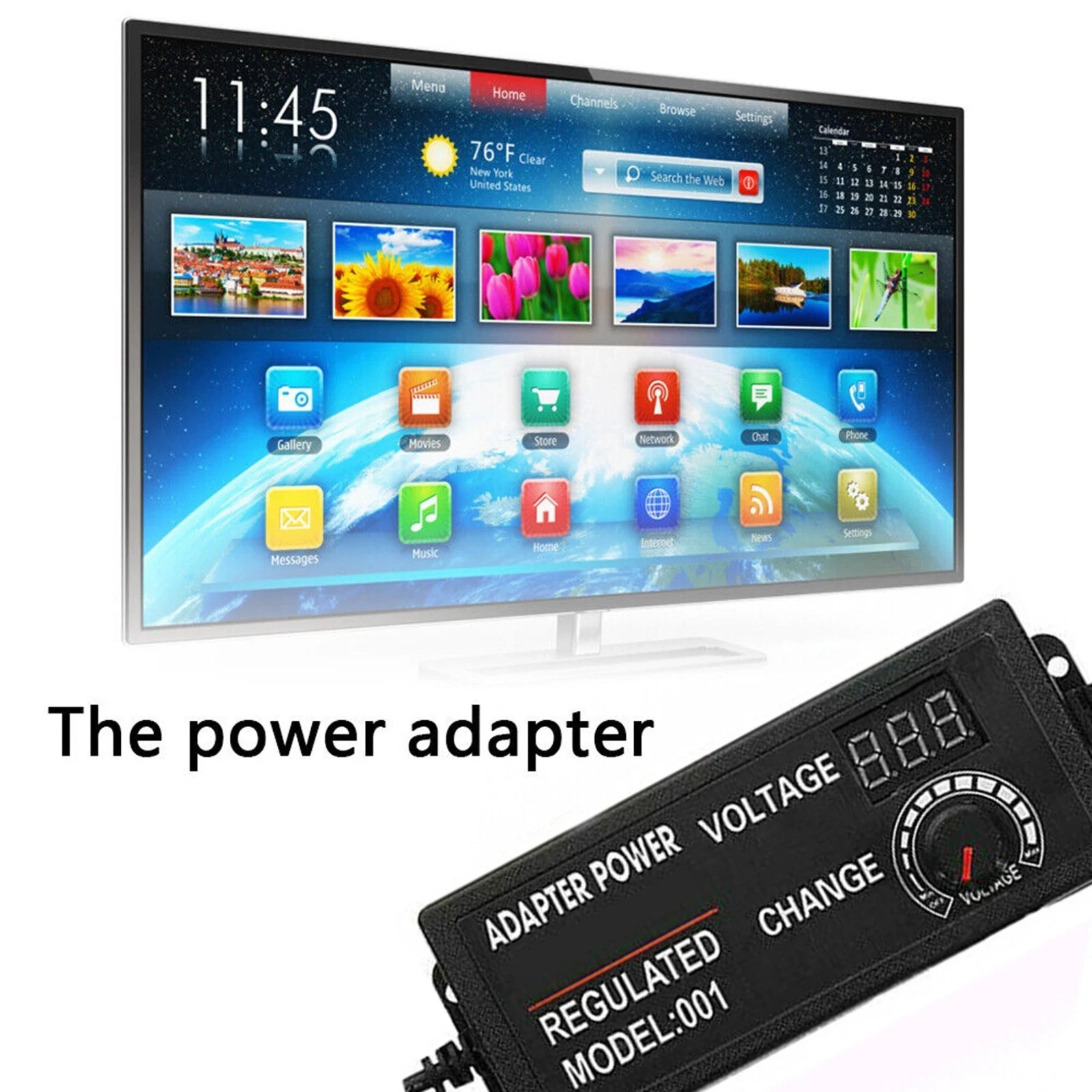 60W Power Supply Adjustable Variable Voltage DC 3V~24V Universal AC/DC Adapter