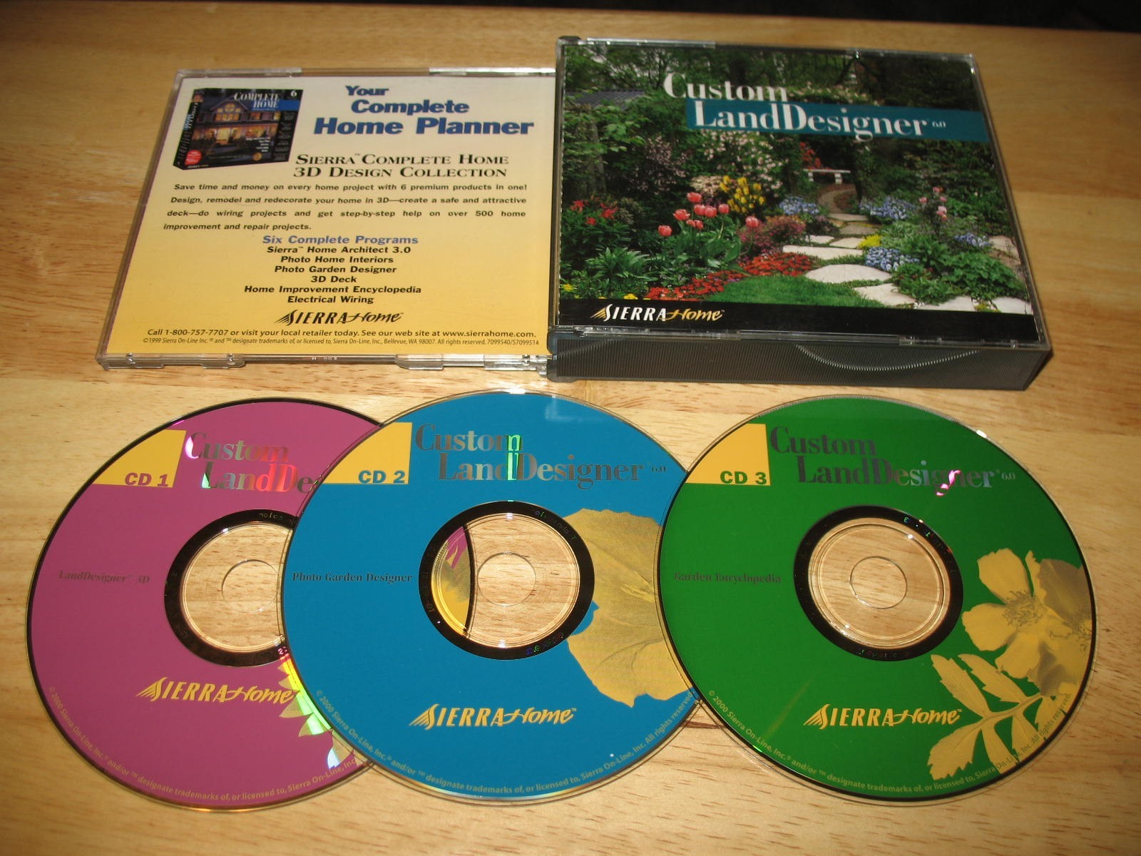 Custom LandDesigner 3D 6.0 PC CD-ROM 3-disc Set 2000 Sierra for Windows 95/98/NT