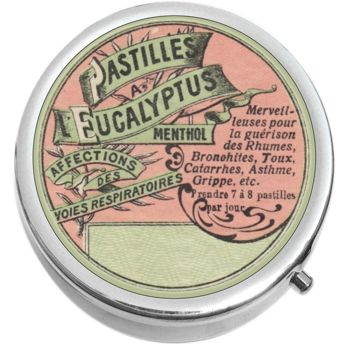 Vintage Eucalyptus Menthol Apothecary Medical Pill Box Medicine Pill Box