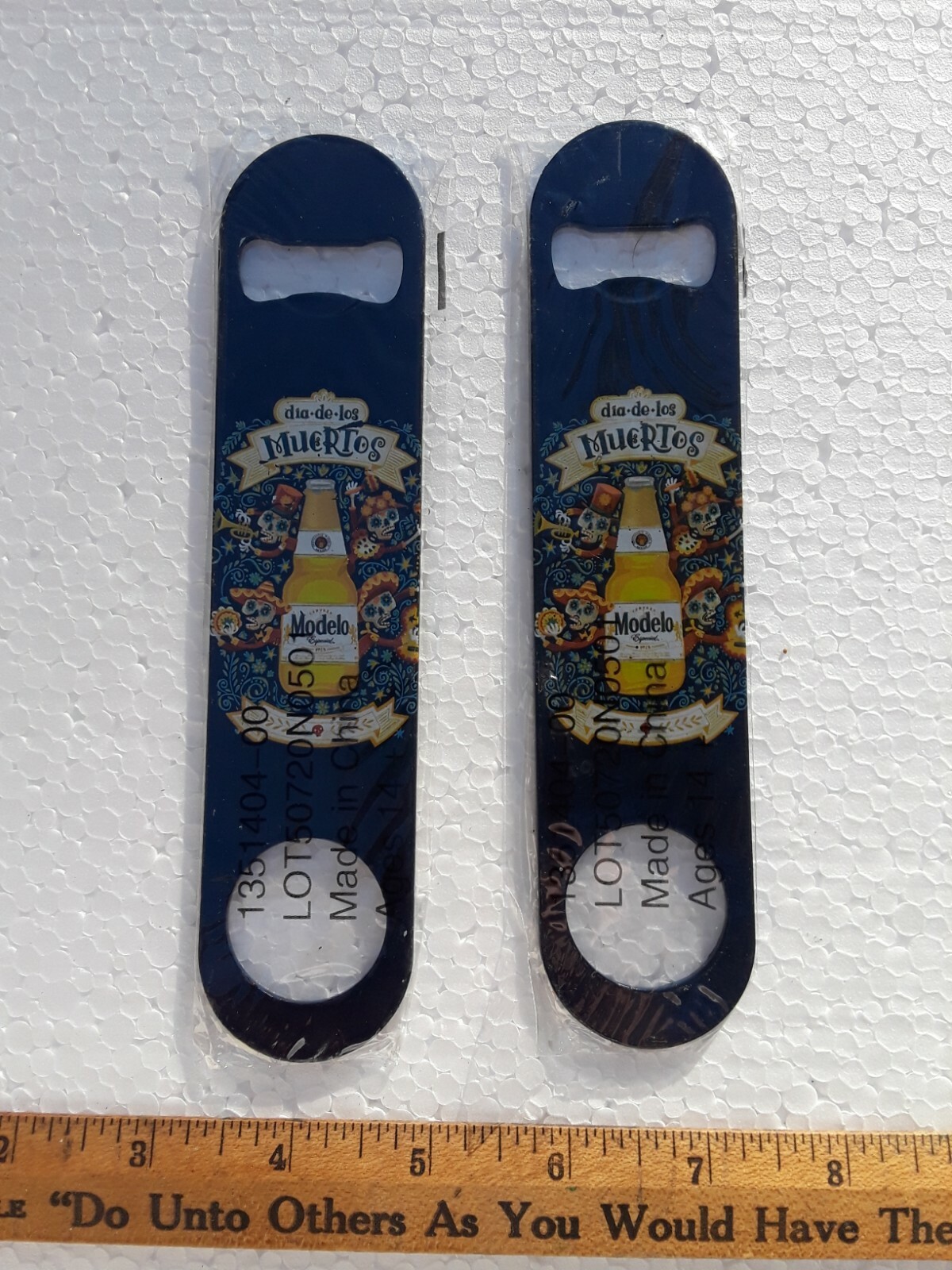 2 New MODELO Beer dia de los MUERTOS Metal Bottle Openers - Free Shipping