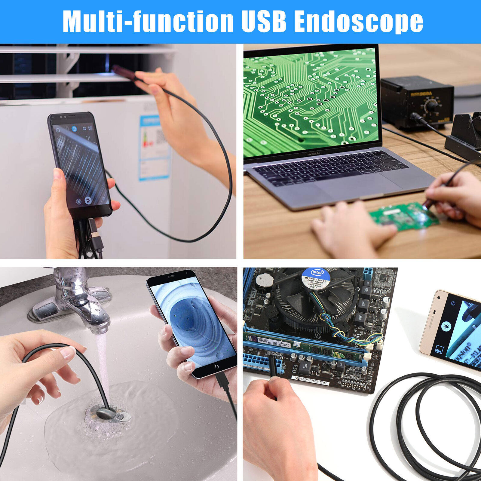 7mm HD Snake Endoscope Borescope Inspection Camera for USB Type C Android PC