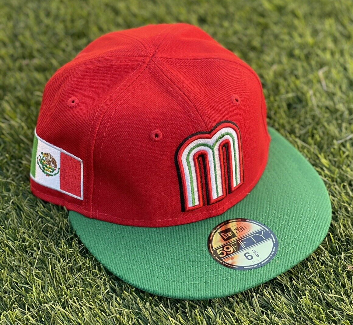 Mexico Fitted Hat For Kids/Youth Official World Baseball Classic Red/Green Visor