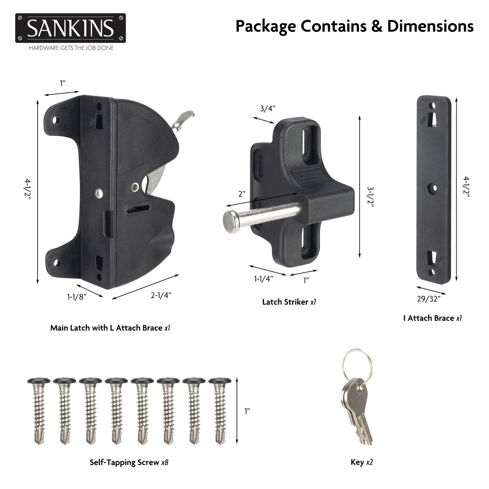 Key Lockable Double Sided Gate Latch, Fence Gate Locks for Outdoor Gates, Sel...