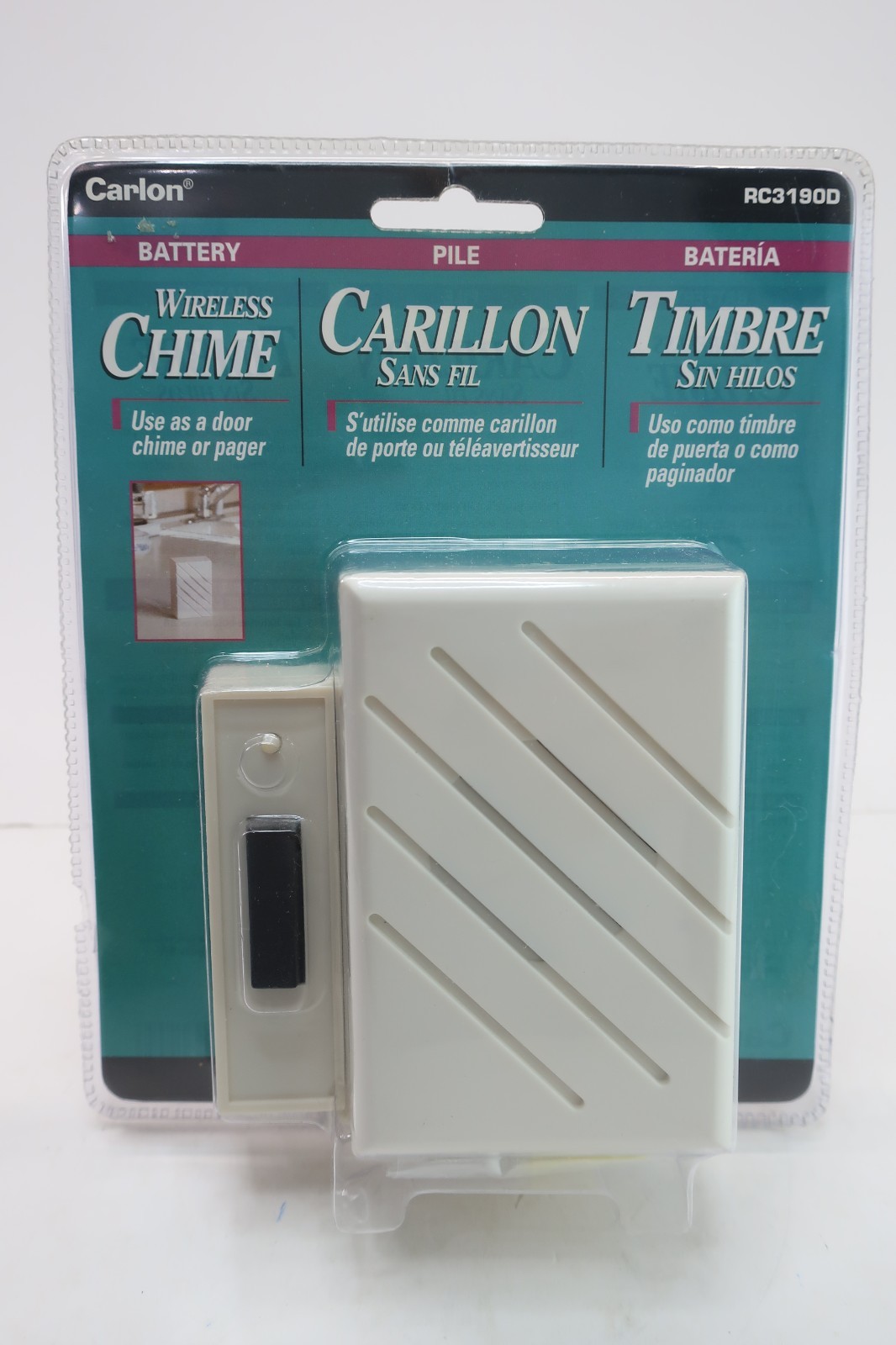 Carlon RC3190D White Wireless Chime Doorbell 8 Sounds Up to 150' Range