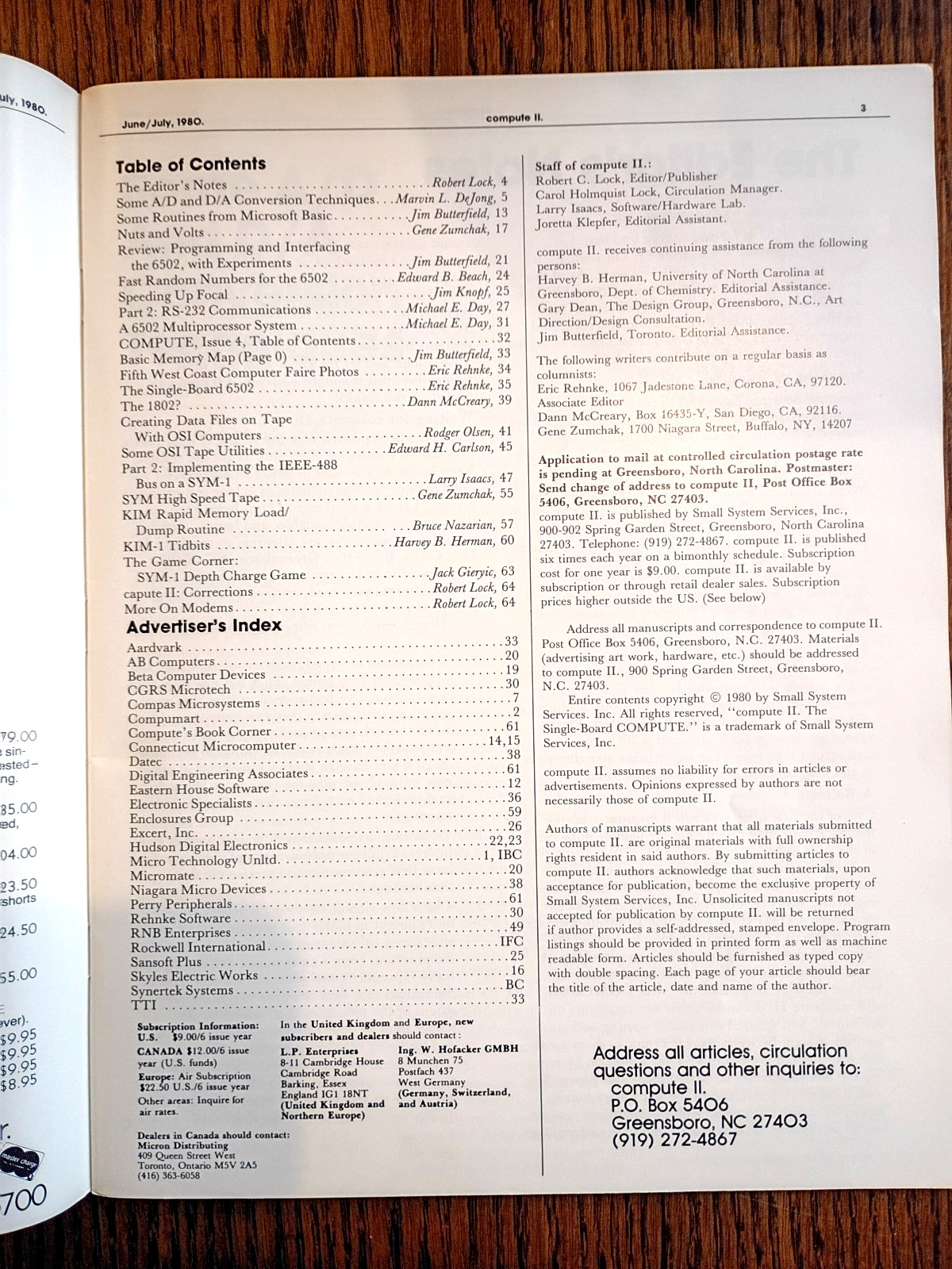 Compute II. Magazine 1980, Issues #1 and #2, 8 Bit Single Board Computers