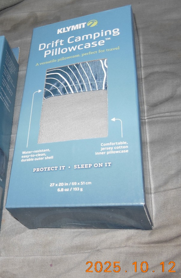 Klymit Drift Camping Pillow Case Blue White Gray 27" x 20" Queen