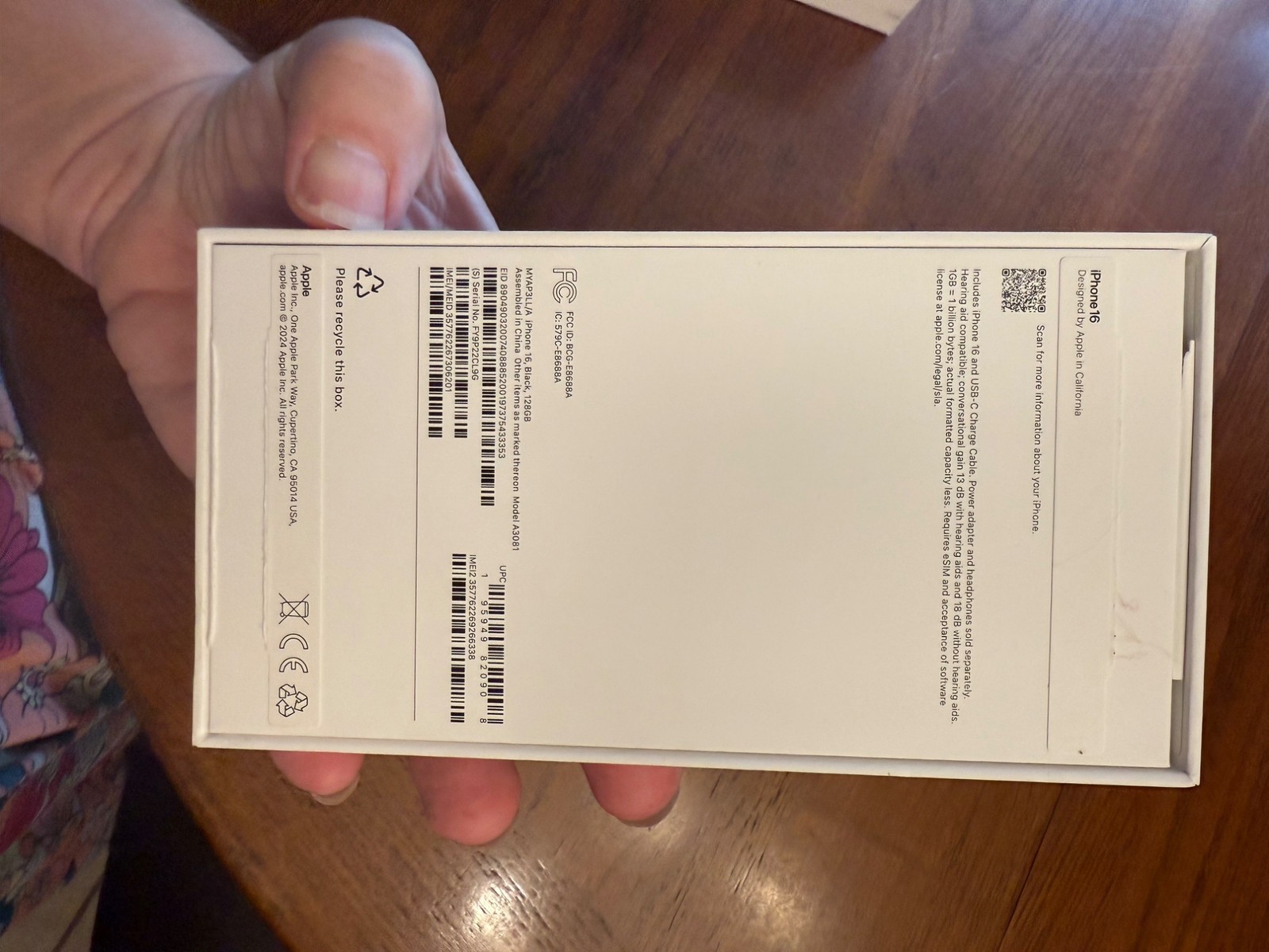 Apple IPhone 16 Black Empty Box No Phone