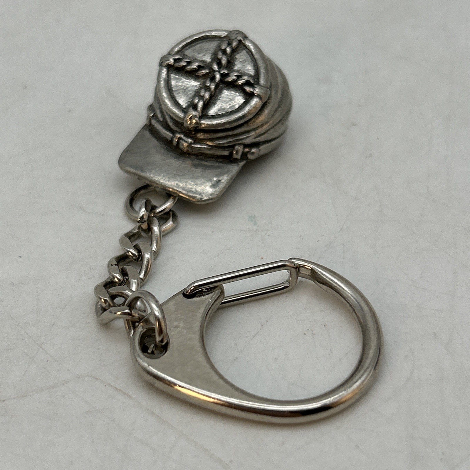 Vtg Pewter Civil War Infantry Hat Key Chain Military History War