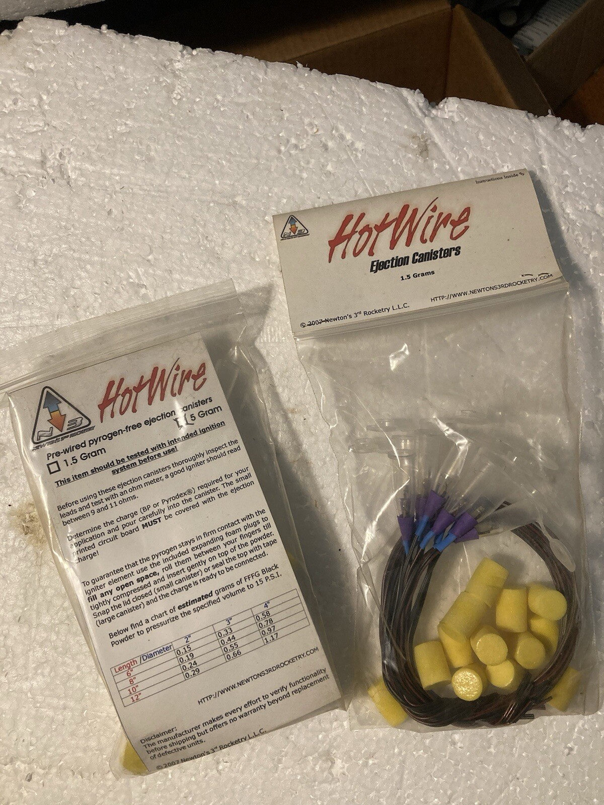 HotWire & Pratt Rocket Ejection Canisters 5 g. & 1.5g  2-10 packs & lots more!