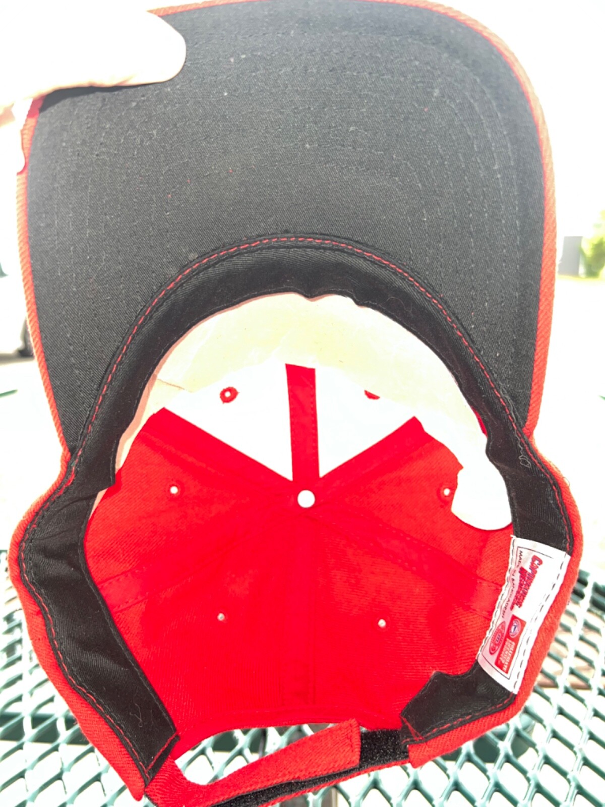 Indiana University Hoosiers Red with white Black Accents Hat Cap Hook Loop EUC