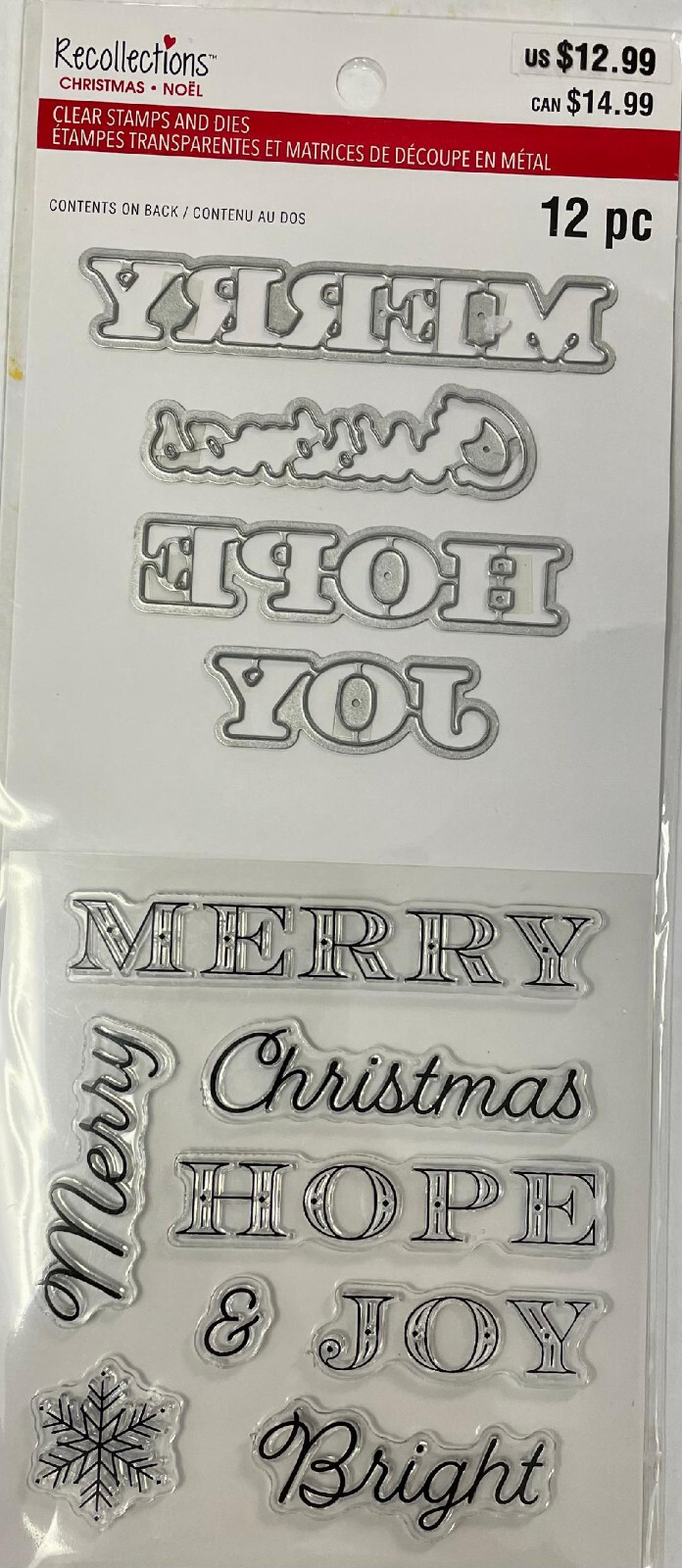 Recollections Merry Christmas Sayings Stamps & Dies Holidays Winter 12 pc Set