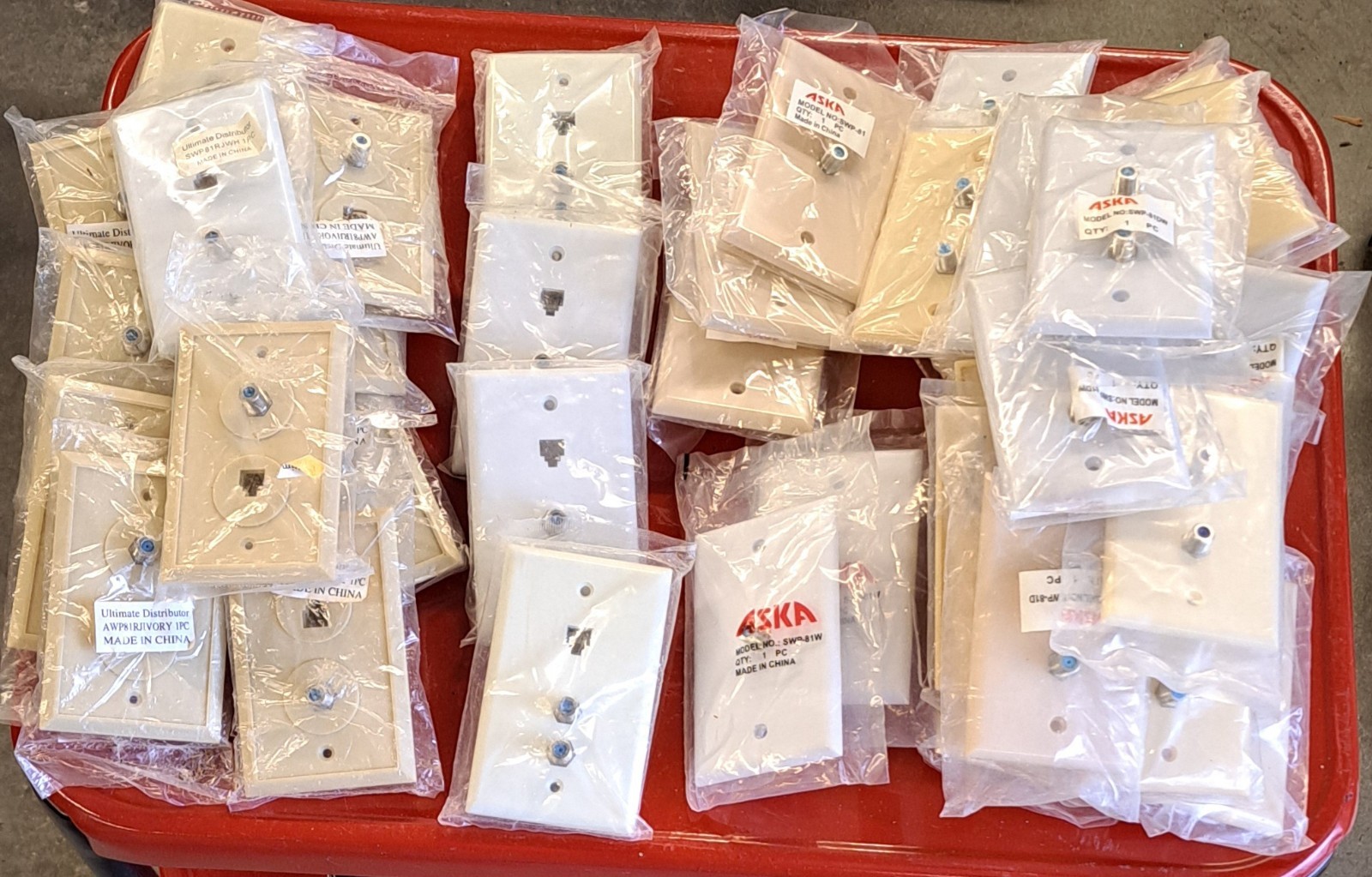 Huge Lot Of 40 Wall Plates, DUAL COAX, SINGLE COAX, w & w/o 4 Conductor Phone