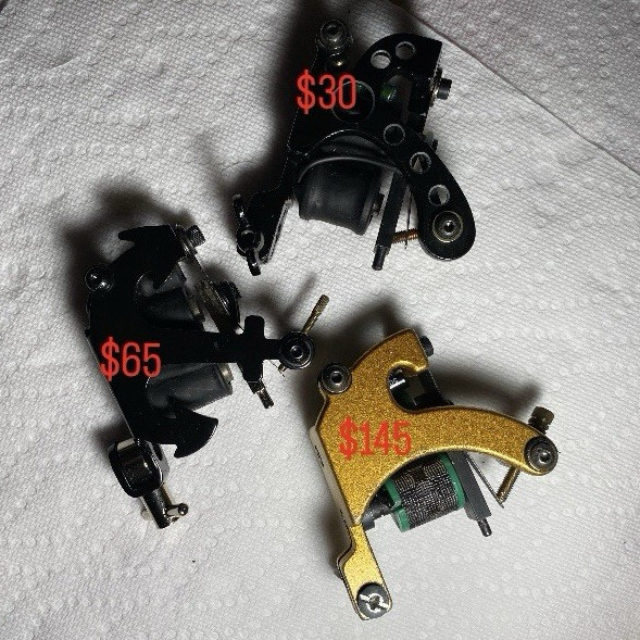 Lot of 3 Coil Tattoo Machines - Unbranded Coil Tattoo Machine, Frame Included