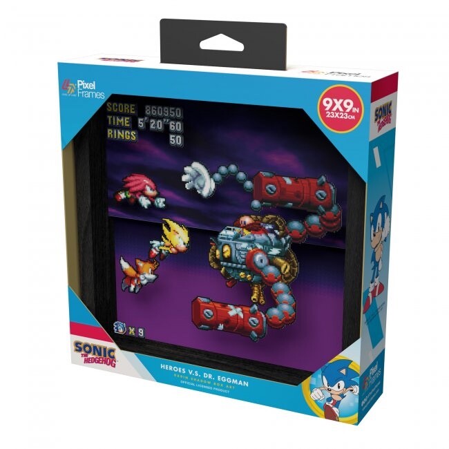 Pixel Frame Sonic Mania Heroes vs Dr Eggman 9x9 inches Shadow Box Art