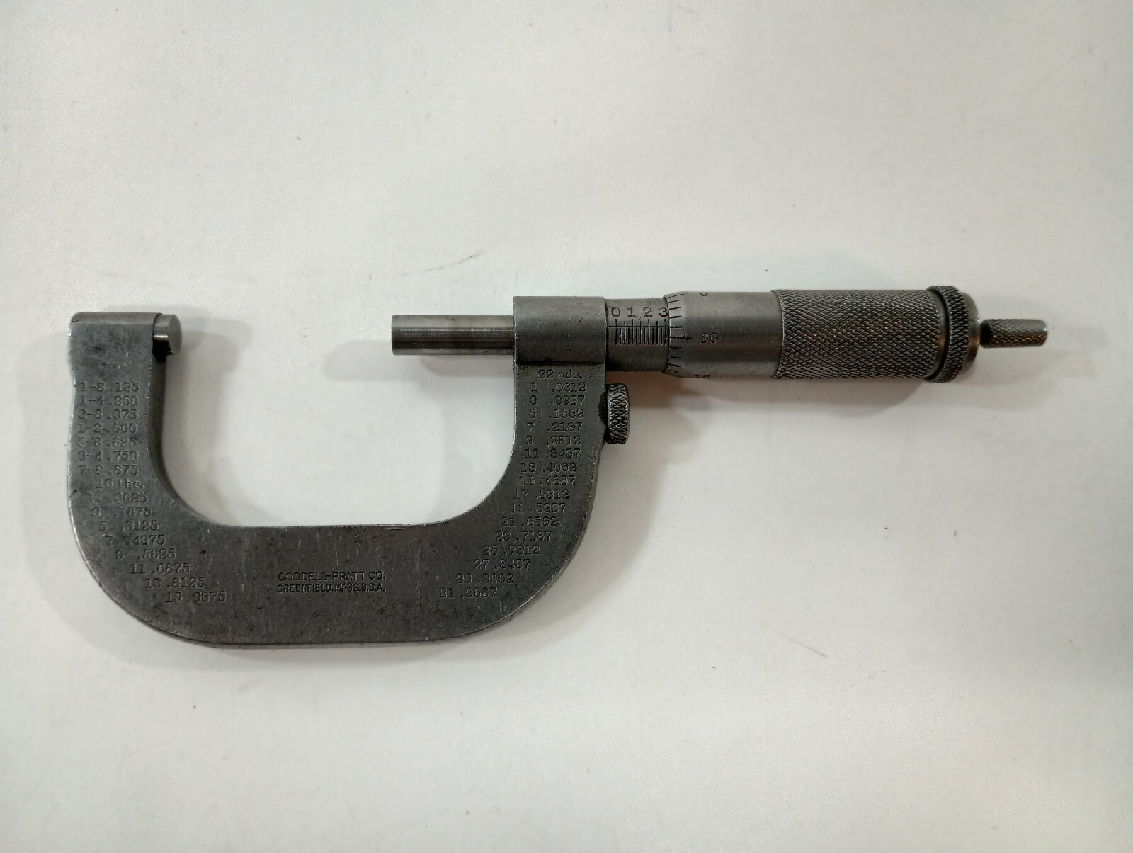 Vintage Goodell-Pratt Outside Micrometer 1" to 2" Machinist Tool