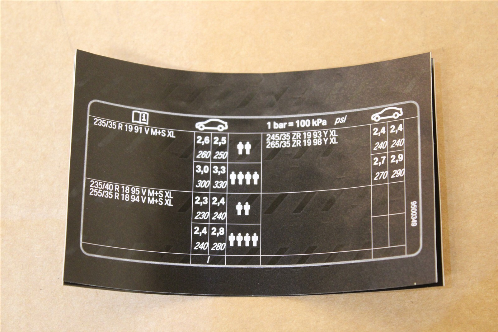 71249500349 Information Label New genuine BMW part