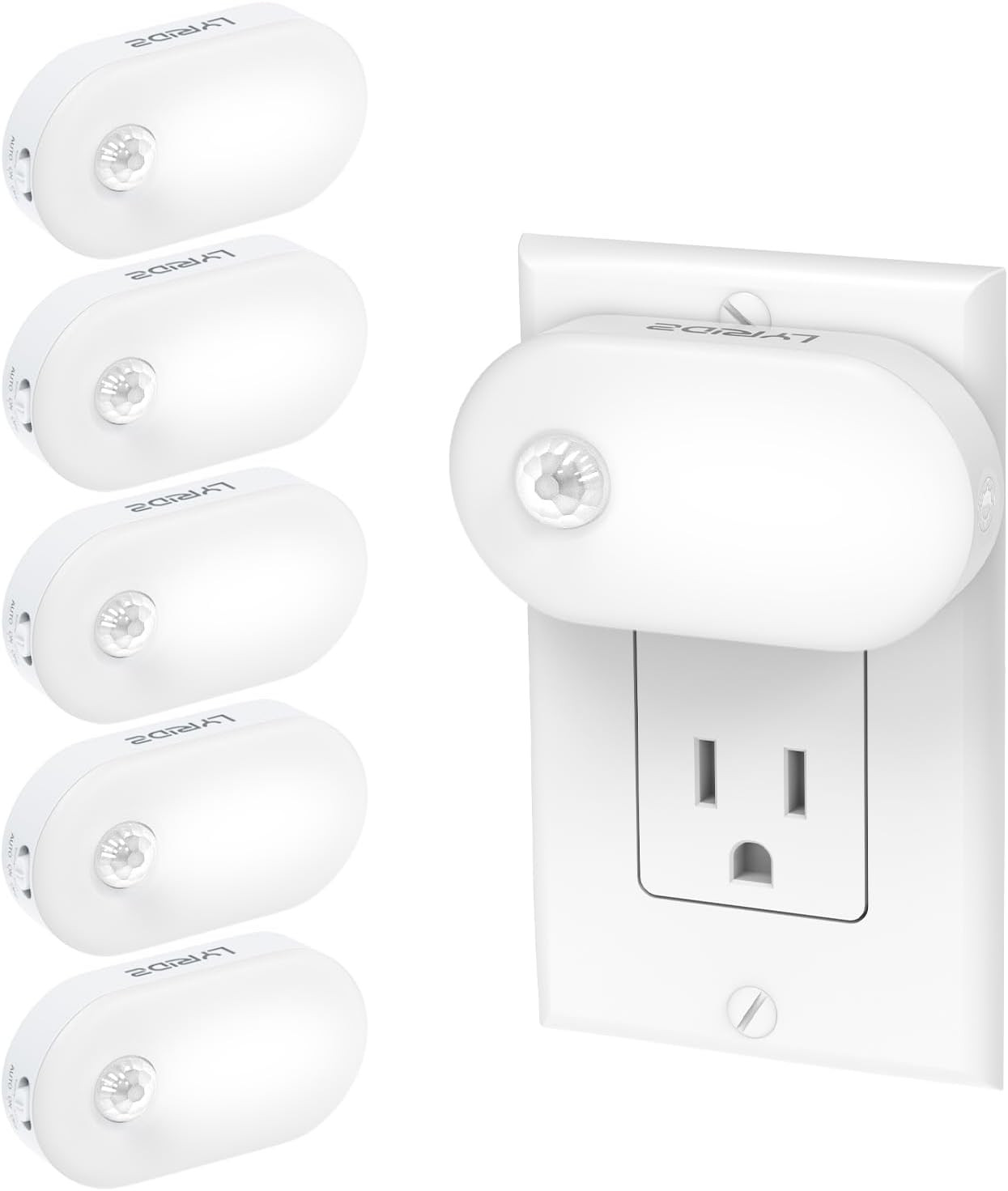 Plug in Night Light with Motion Sensor, Smart Cool White LED Nightlights with 1-