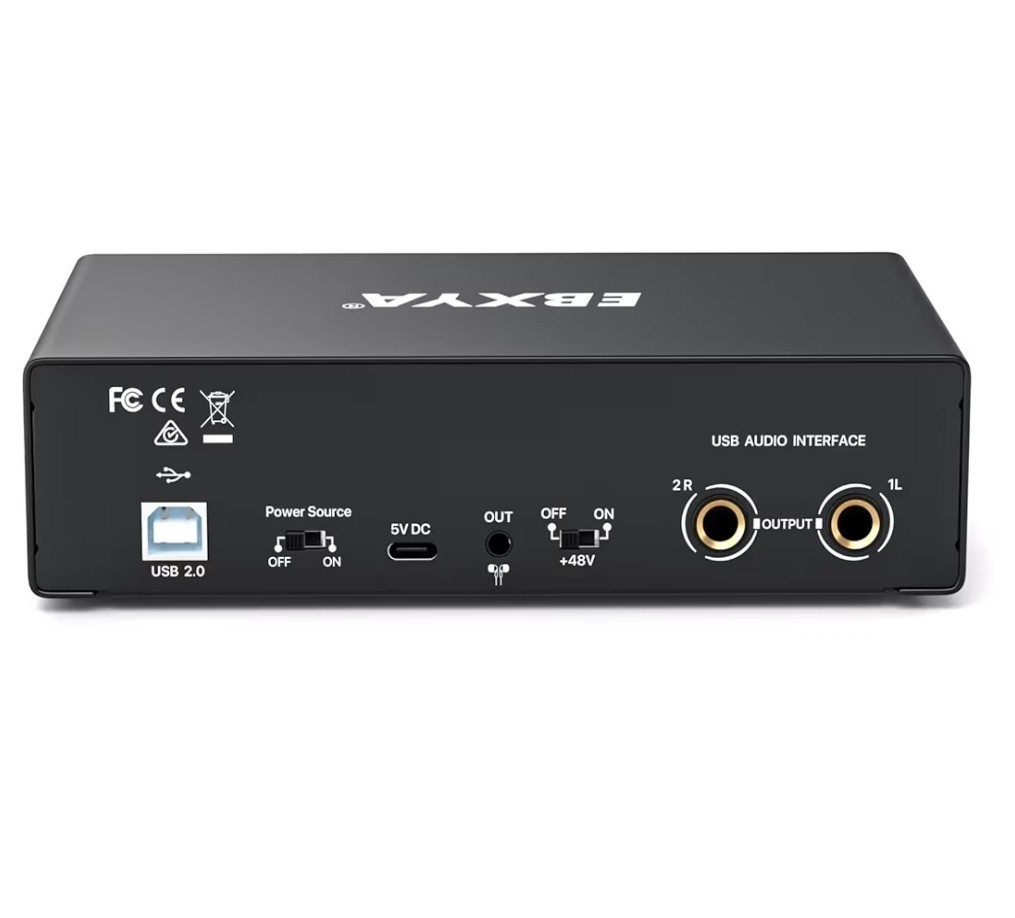 EBXYA 2i2 USB Audio Interface for PC Recording, 24-bit/192kHz Plug and Play