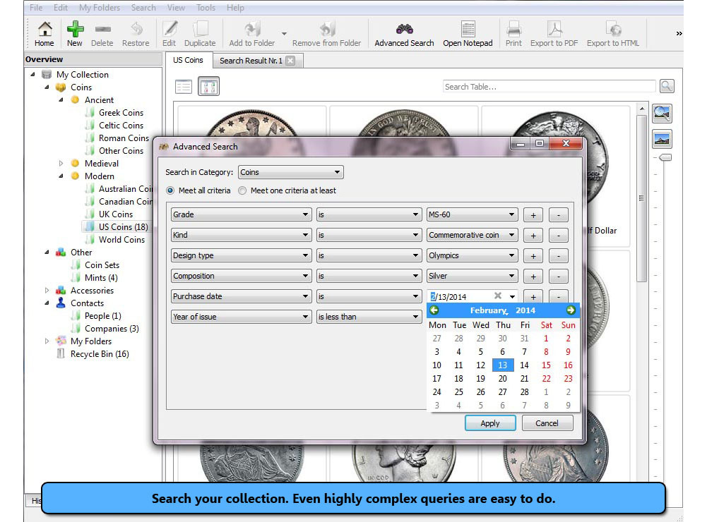 Stecotec Coin Collector Pro - Management Software for Coins / Numismatic Program