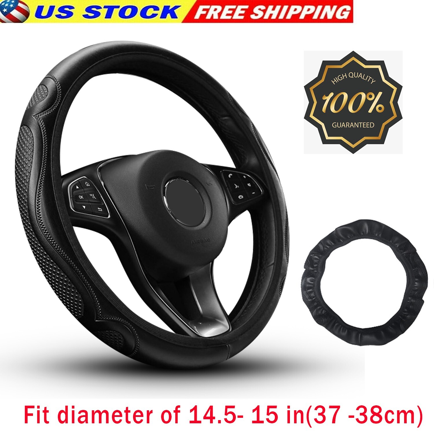 For Chevrolet Leather Steering Wheel Cover Breathable Antislip Car Accessories