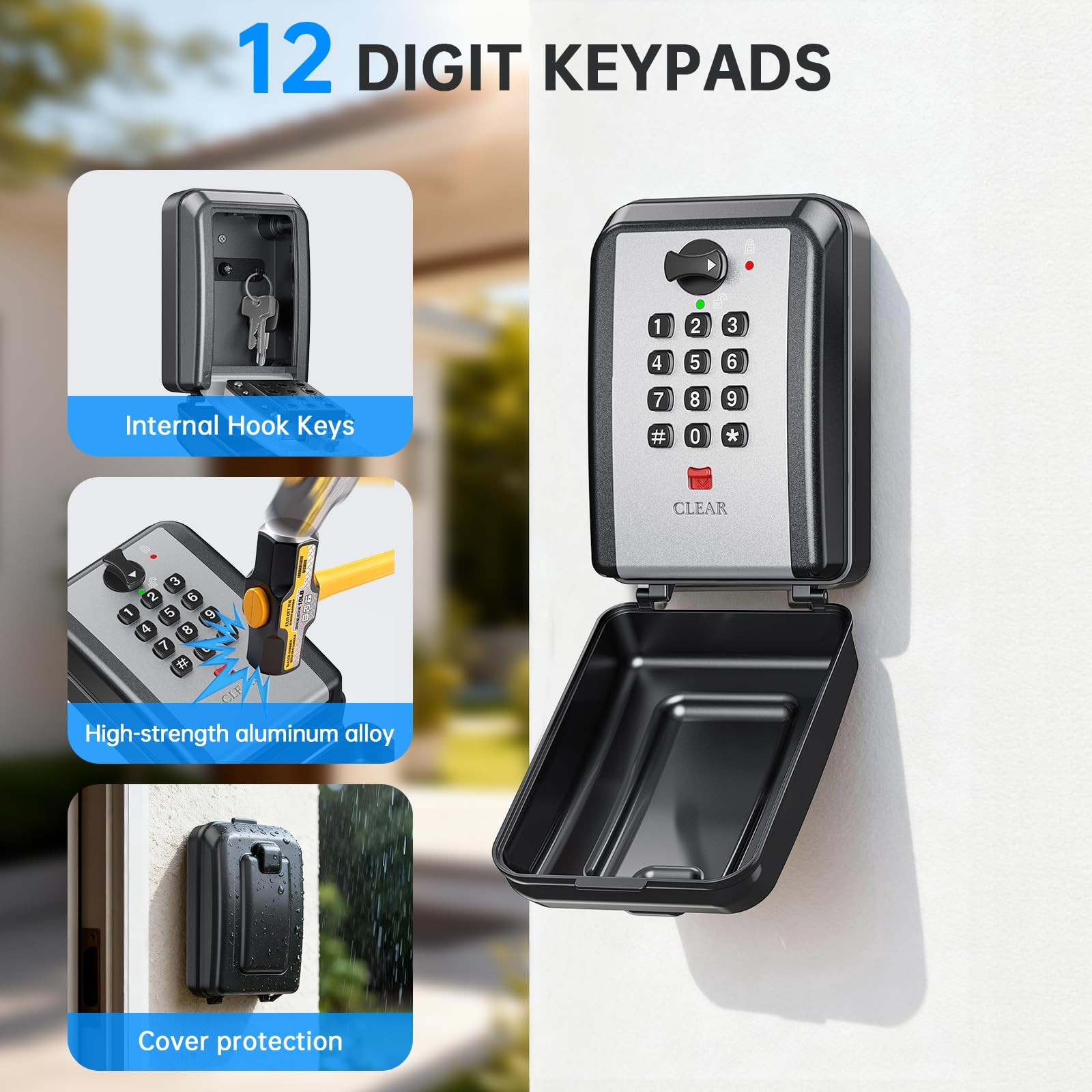 MAILADA Key Lock Box,12 Digit Combination LockBox Keys,Resttable Code,Large