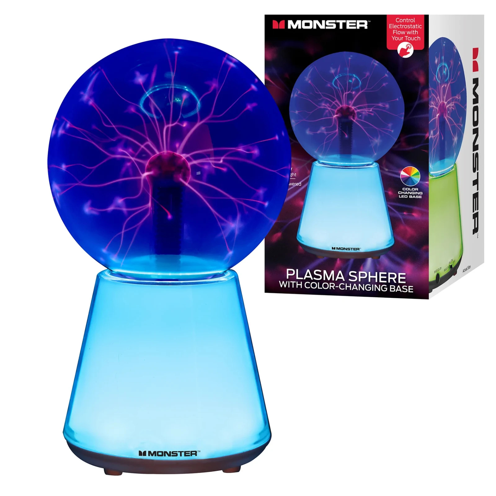 Monster 5.5" Multicolor Plasma Sphere Lamp Touch Activated Science