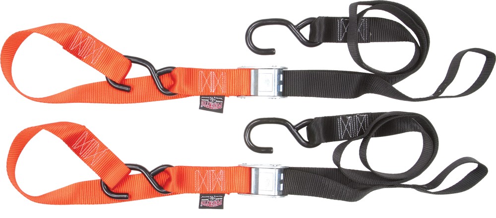 POWERTYE TIE-DOWN CAM S-HOOK SOFT-TYE 1.5"X6' BLACK/ORANGE PAIR