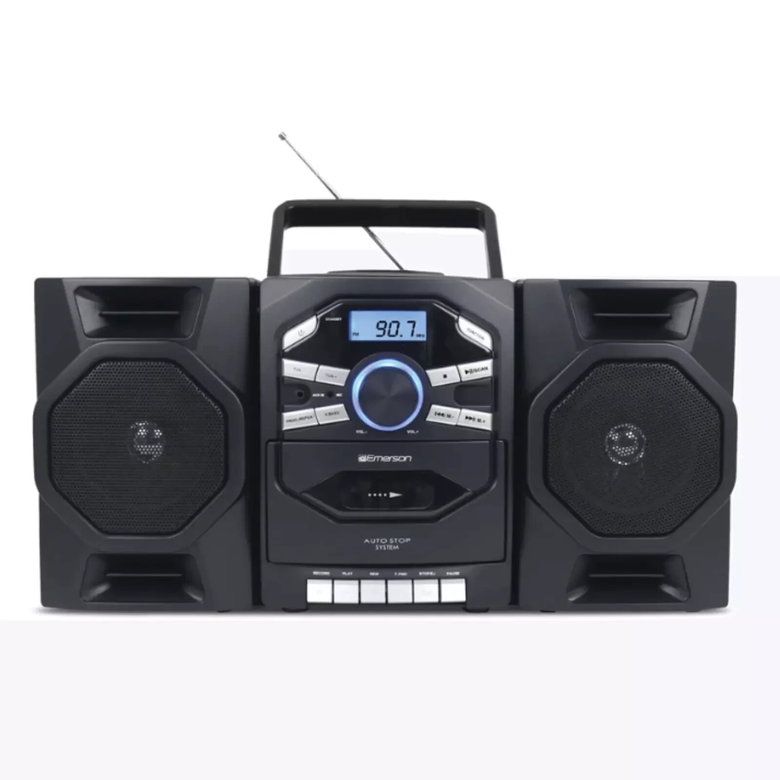 Emerson Portable CD & Cassette Stereo Boombox w Radio and Detachable Speakers