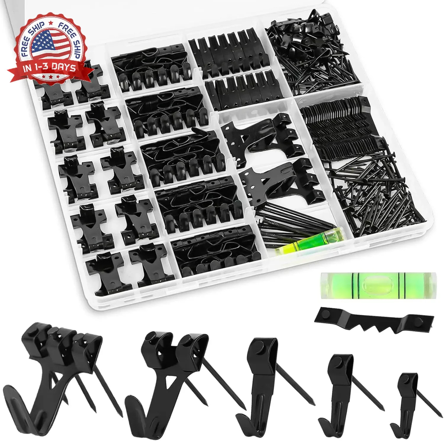 KURUI Picture Hangers, 385Pcs Picture Hanging Kit with Heavy Duty Picture Hangin