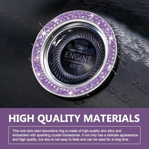 2PCS Car Engine Start Decoration Ring, Bling Crystal Double Rhinestone purple