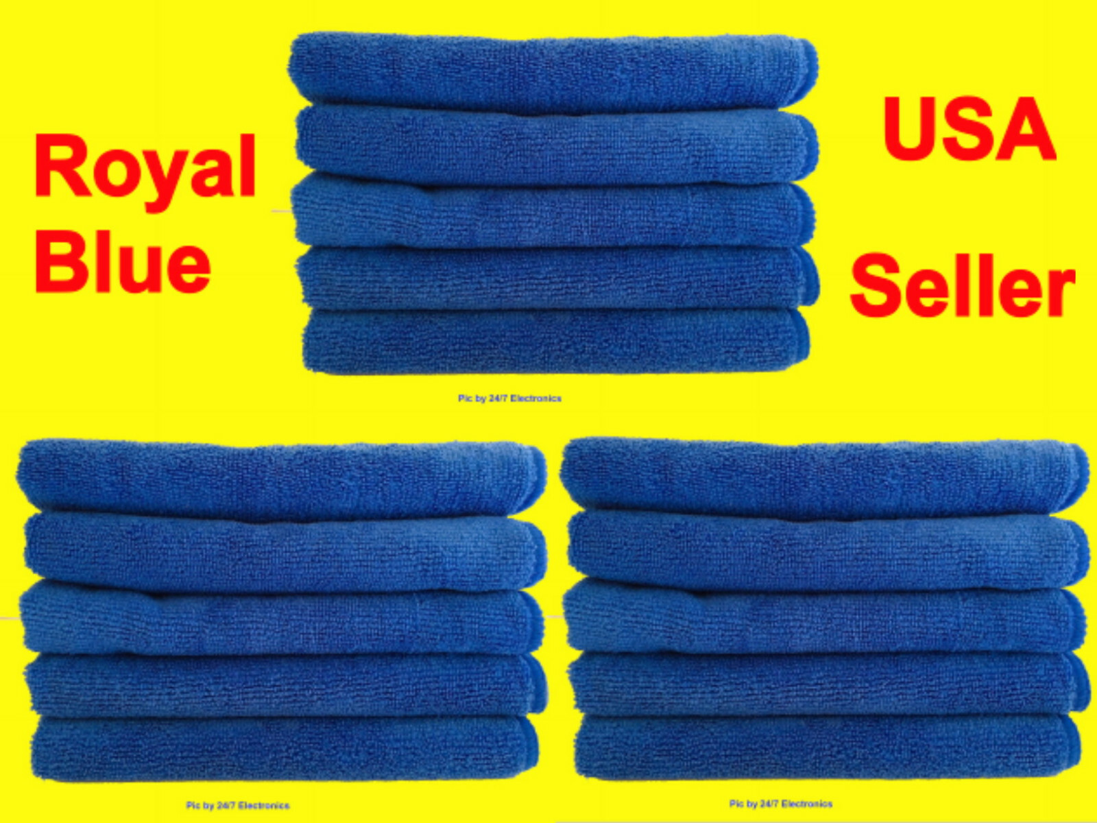 Royal Blue PREMIUM MICROFIBER CLEANING CLOTH TOWEL 16"x16" (1-5-6-10-12 or 15 pc